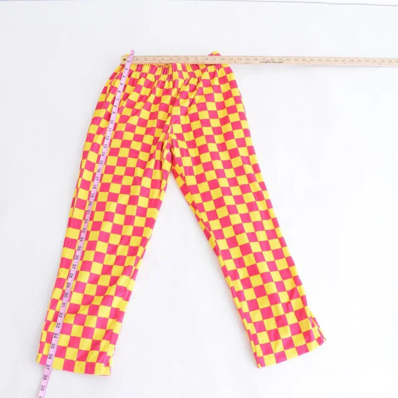 Anti Social Social Club Pink Yellow Checker Velour 2 Piece Pajamas 100% Cotton S - Picture 12 of 16